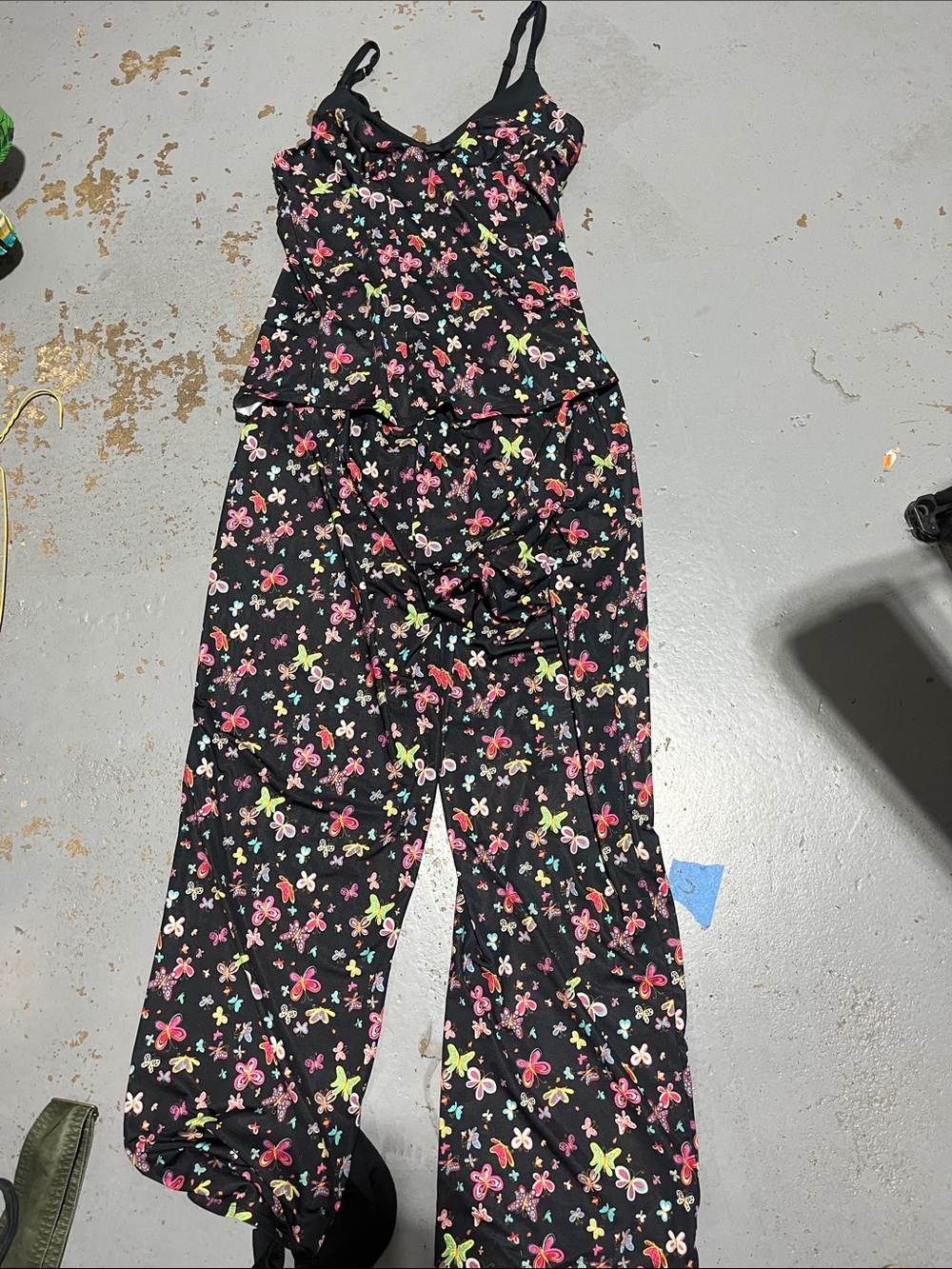 Betsey Johanson L  Floral pants and top pjs with Spaghetti Straps